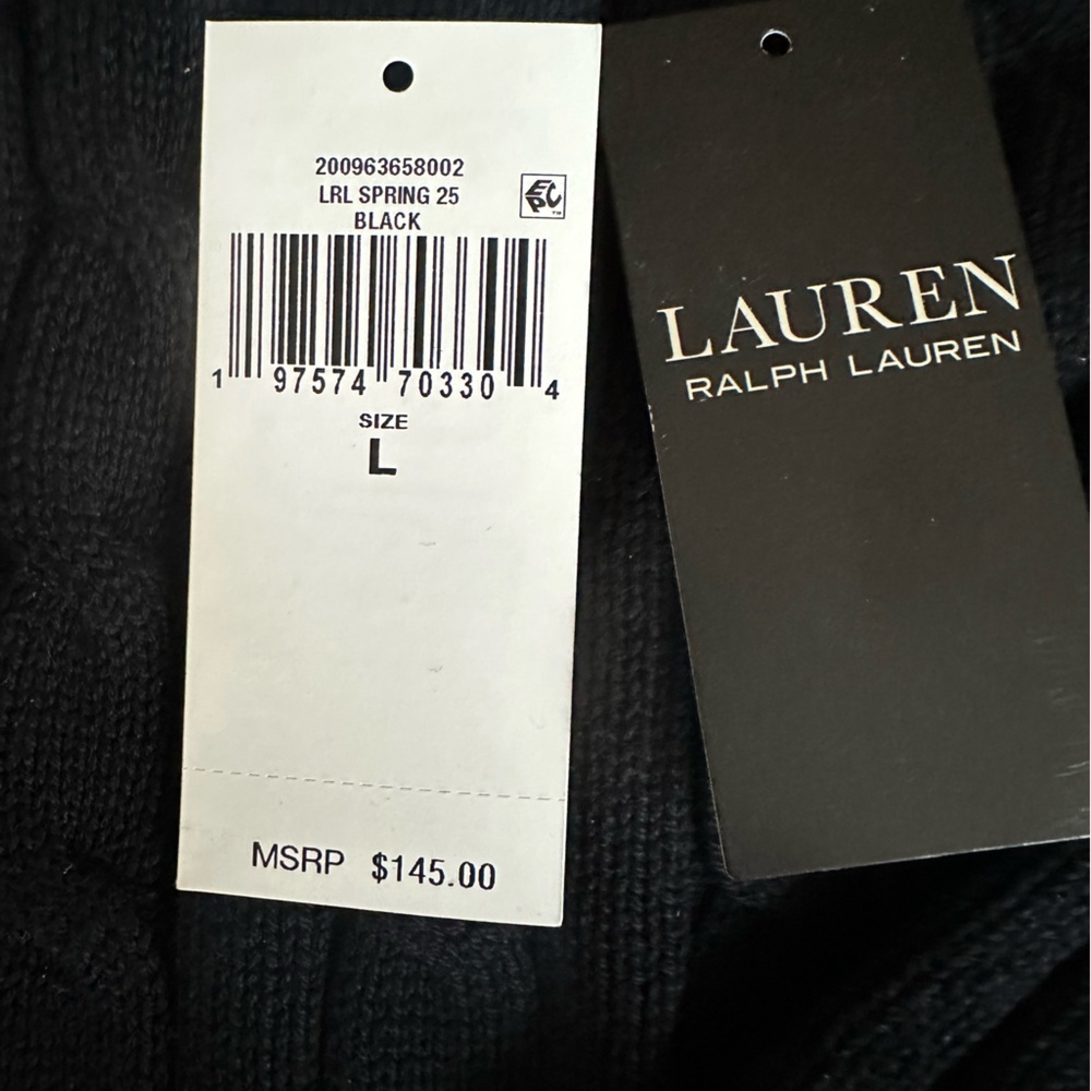 NWT Ralph Lauren Cotton  Black & White Cotton Sweater Size Large - Picture 3 of 12